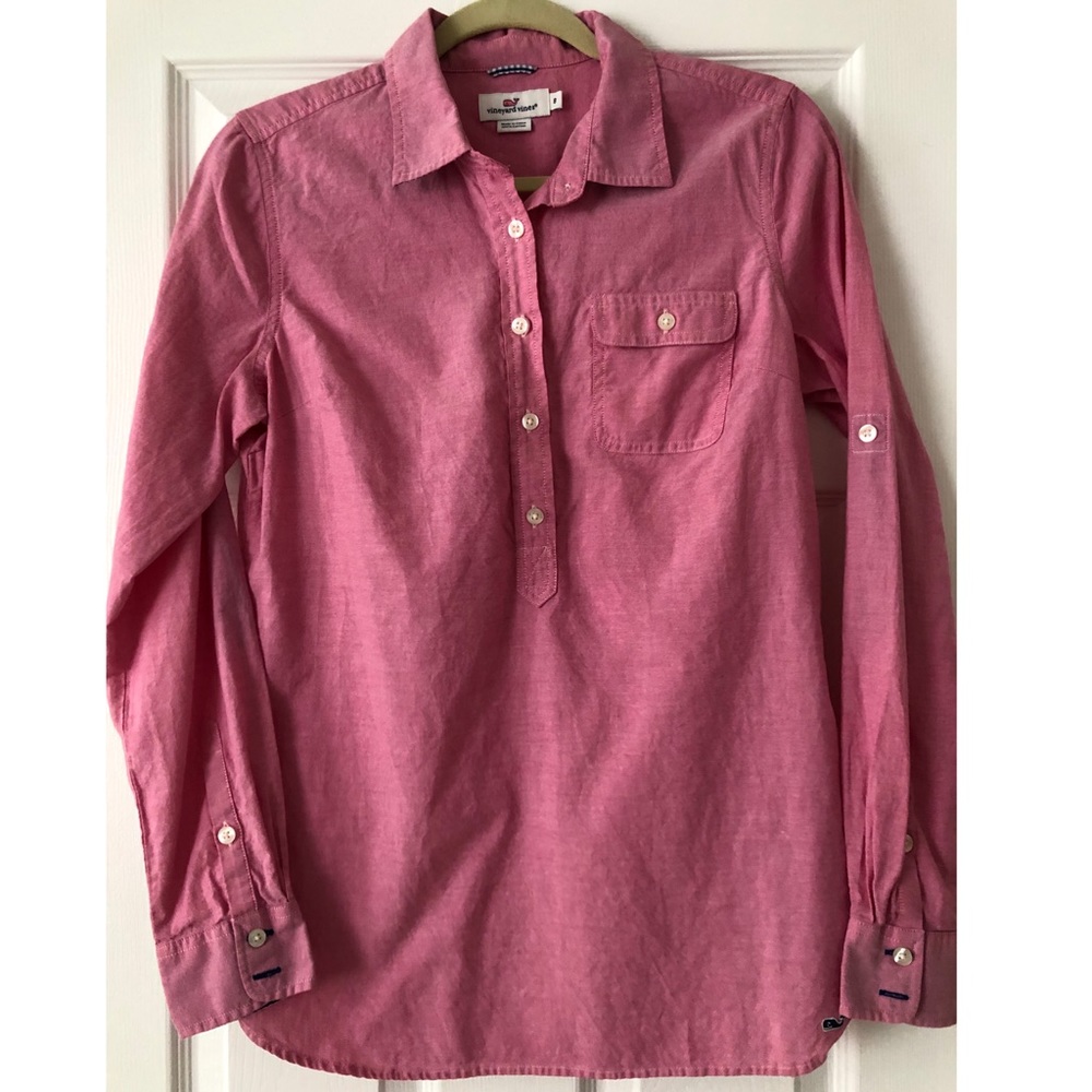Vineyard Vines pink half button shirt